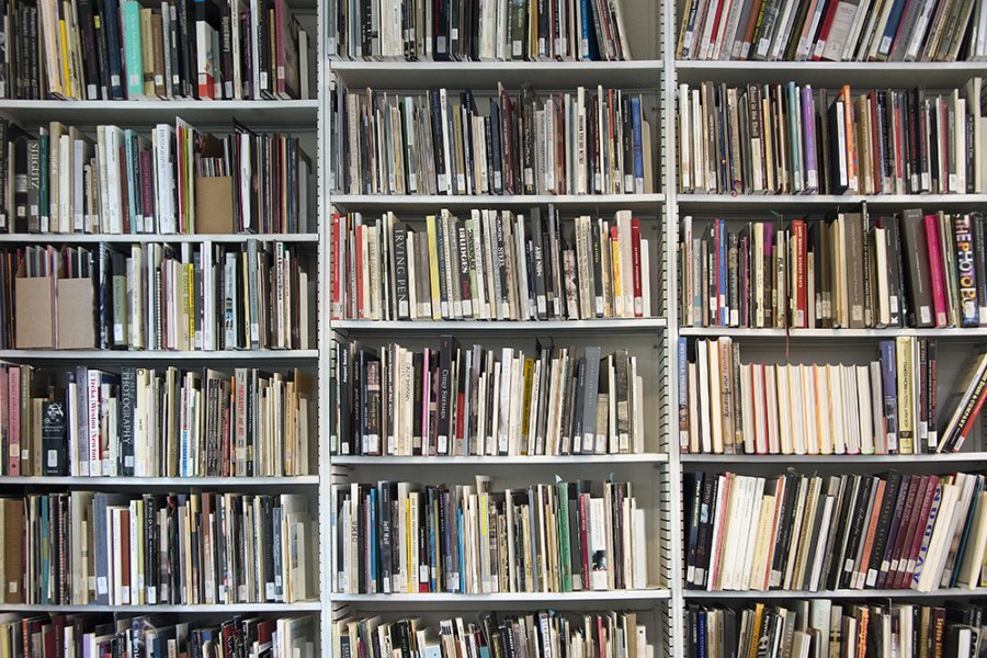 Books on shelves in the Library